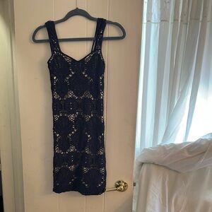 Free People Blue and Silver Sequin Sheath Mini Dress
